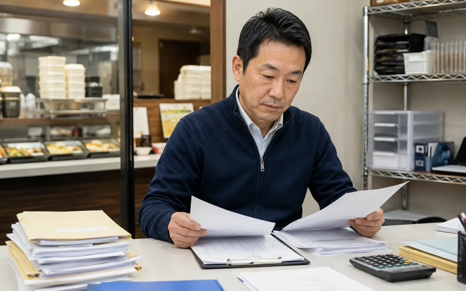 助成金申請書類の準備をするほっともっとオーナーのイメージ