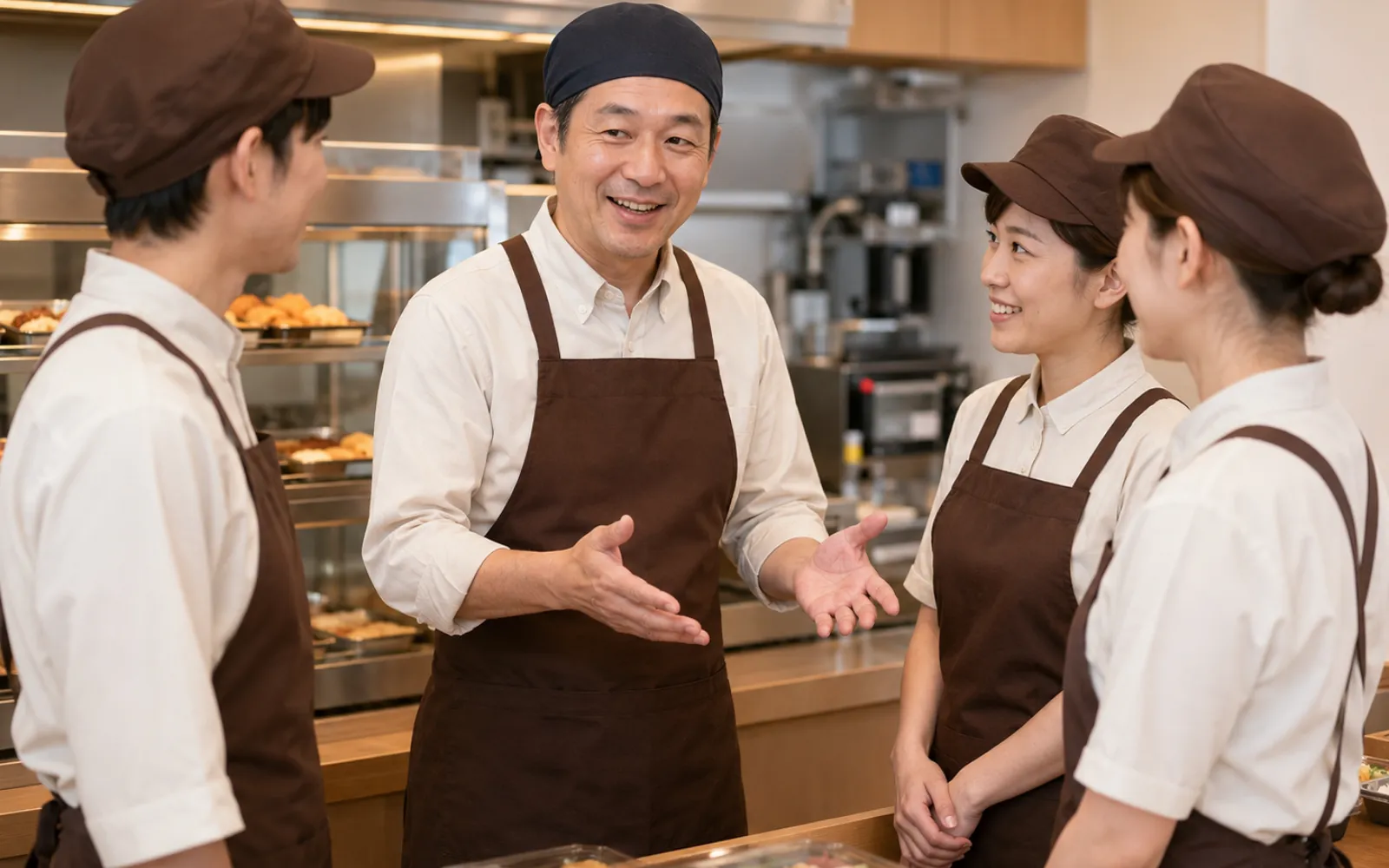 クルーとコミュニケーションをとるほっともっとオーナーのイメージ
