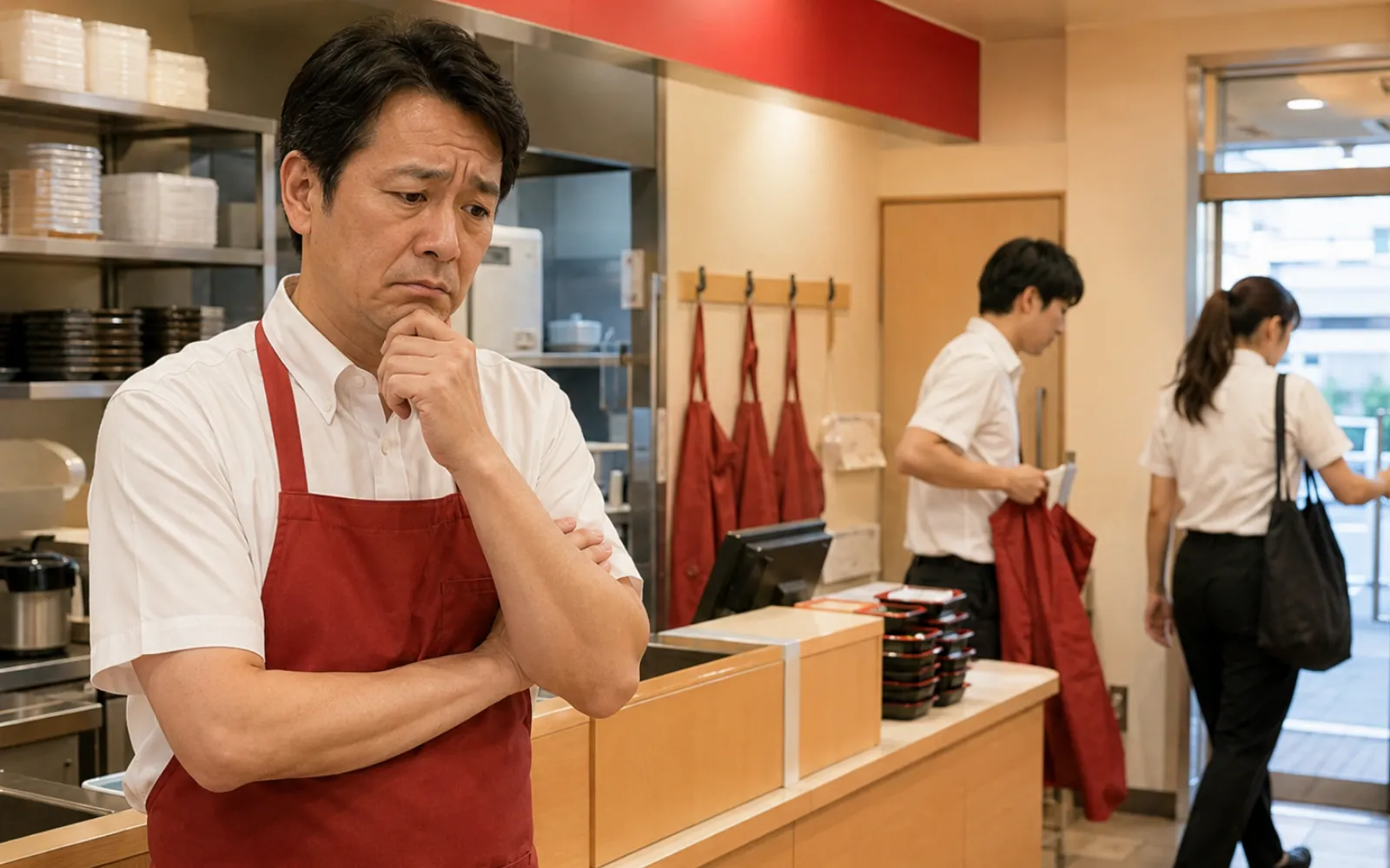 アルバイトスタッフの離職に悩むほっともっとオーナーのイメージ