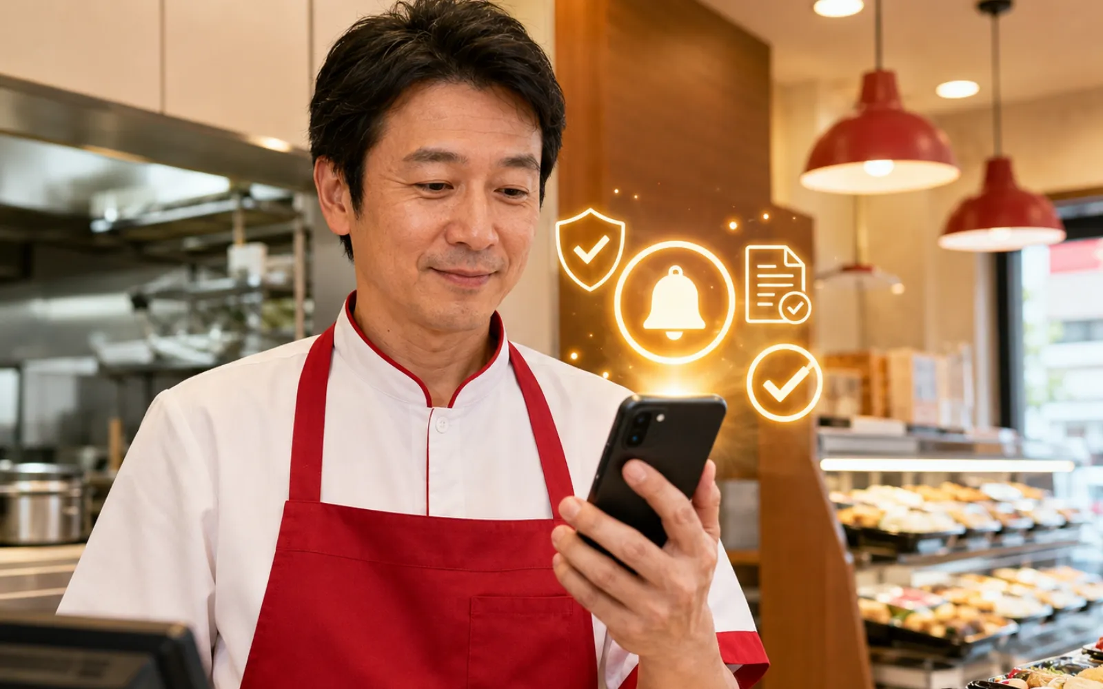 保険加入アラートを受け取るほっともっとオーナーのイメージ