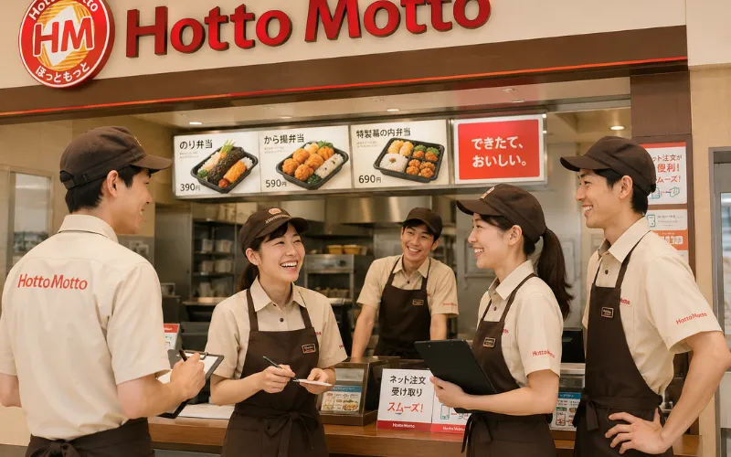 ほっともっと店舗でスタッフと話すオーナーの様子