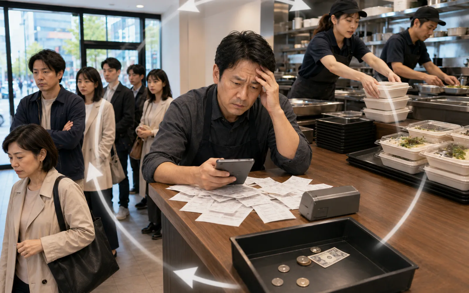 人件費削減の落とし穴を示すイメージ