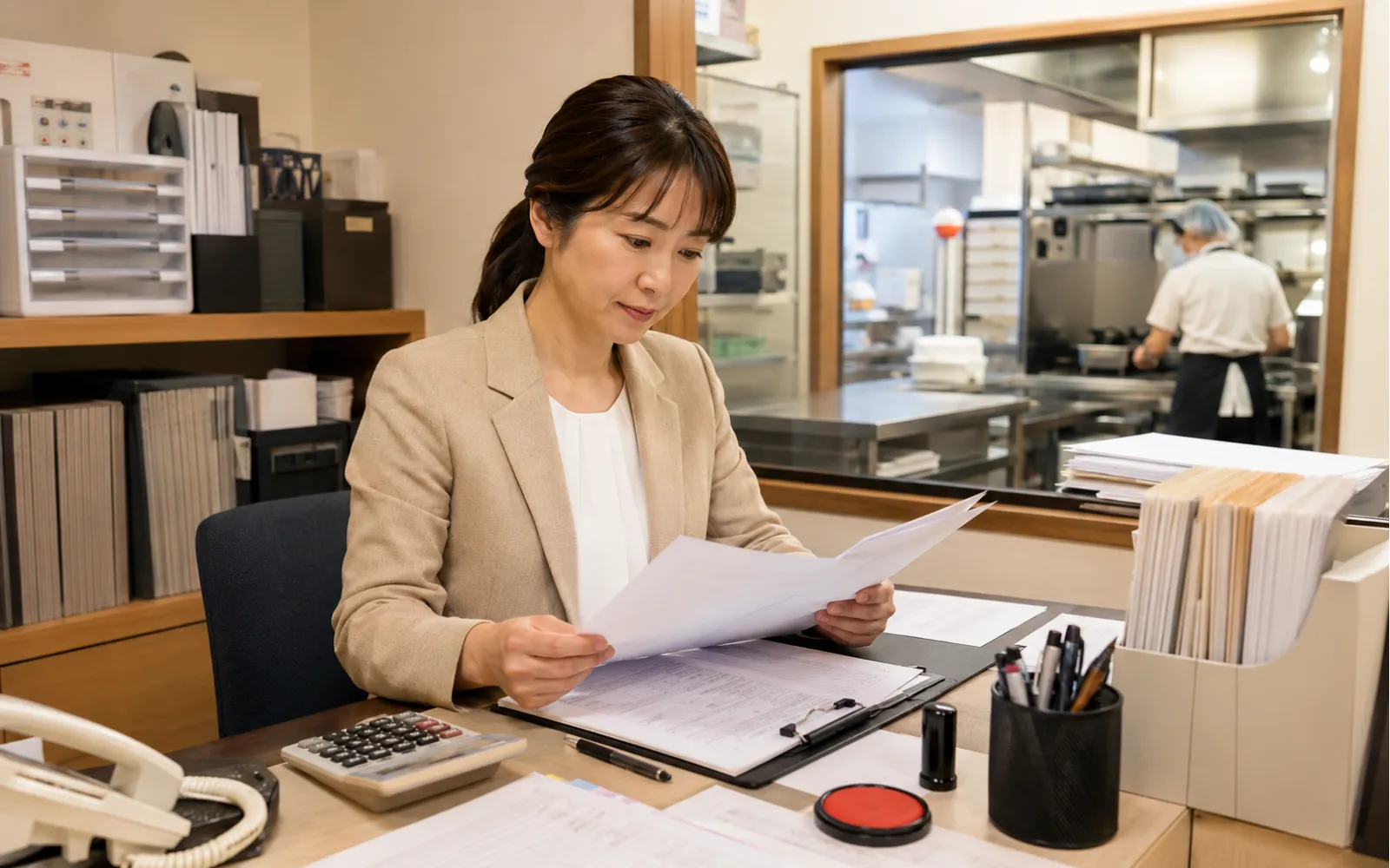 役員報酬について書類を確認するほっともっとオーナーのイメージ