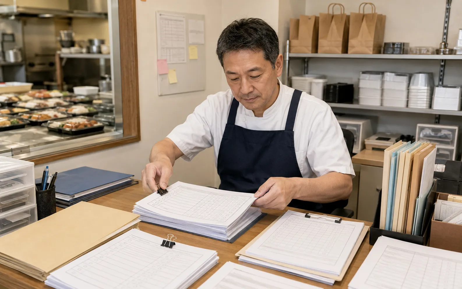 職務評価シートを助成金申請の資料として整理するほっともっとオーナーのイメージ