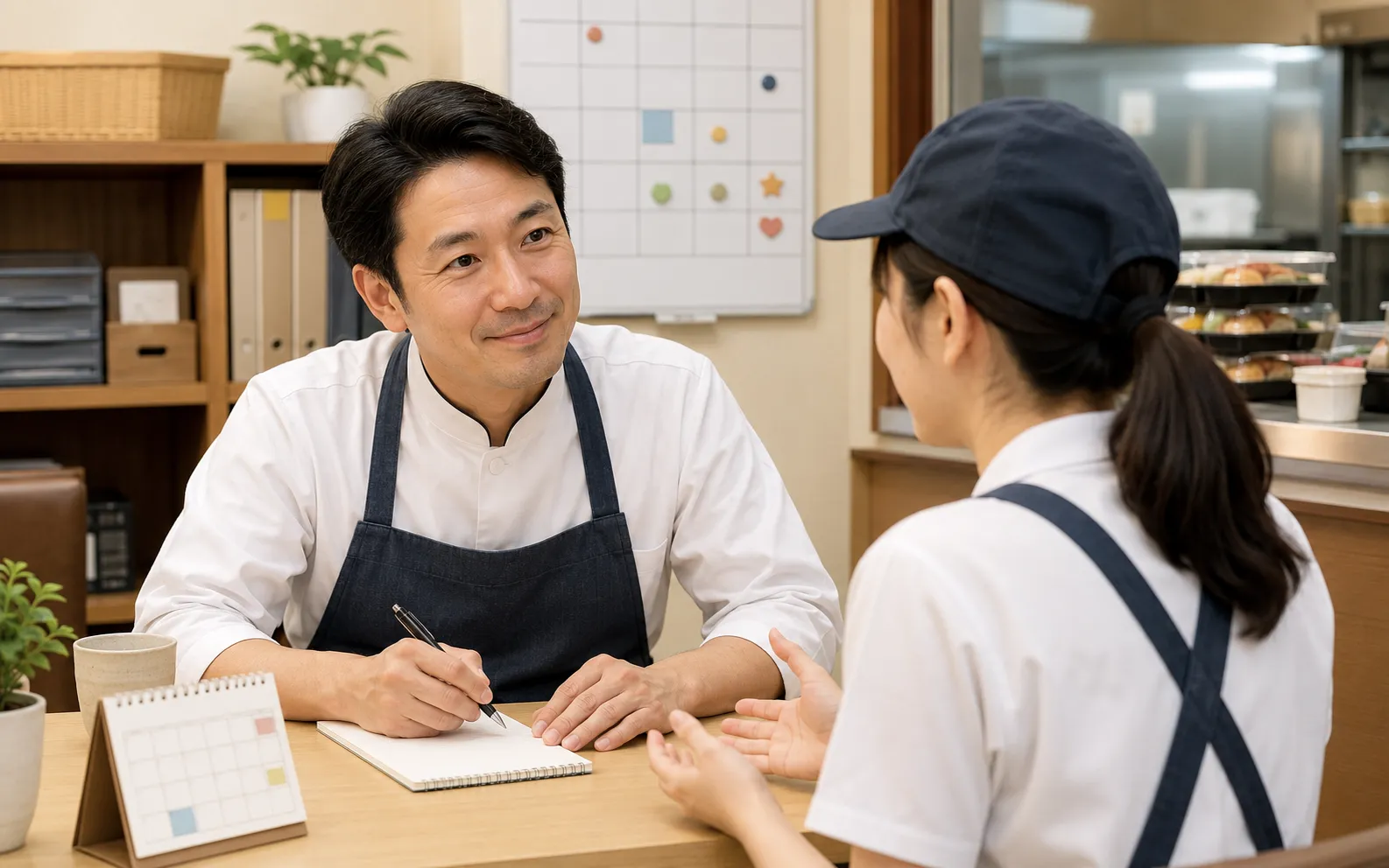月1回の個別面談でクルーの話を聞くほっともっとオーナーのイメージ
