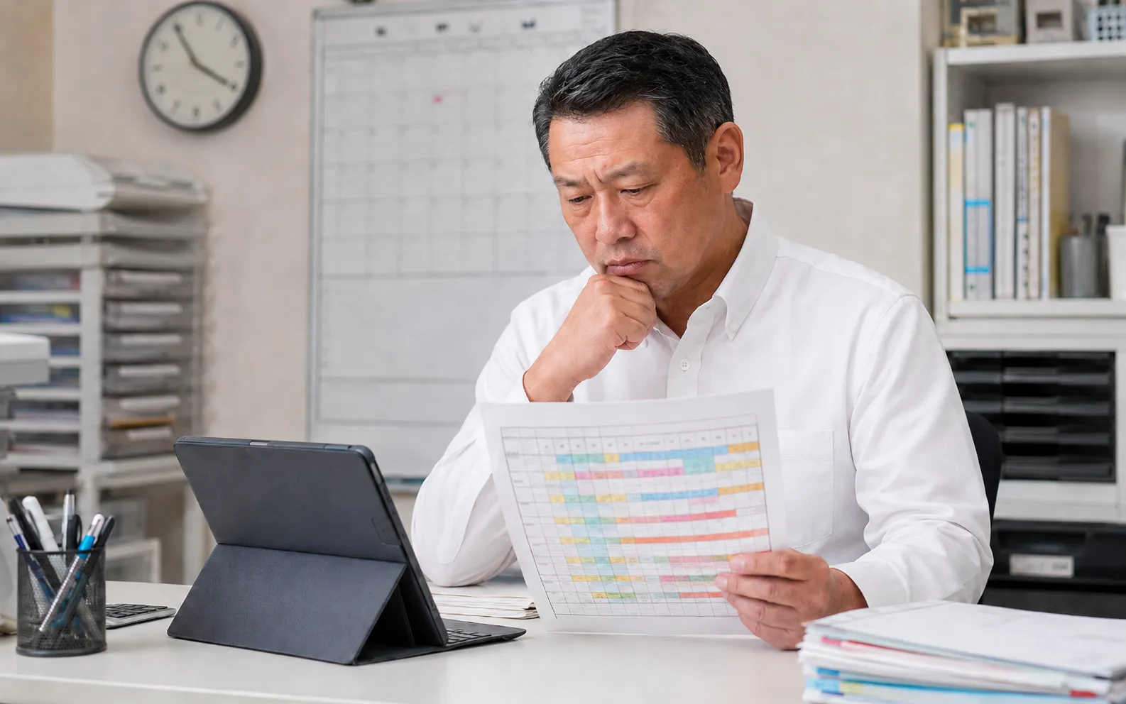 週所定労働時間を延長したシフト表を確認するイメージ